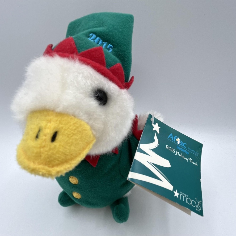 Aflac 2015 Holiday Duck Plush Stuffed Animal Christmas Talking Macy's TESTED NEW